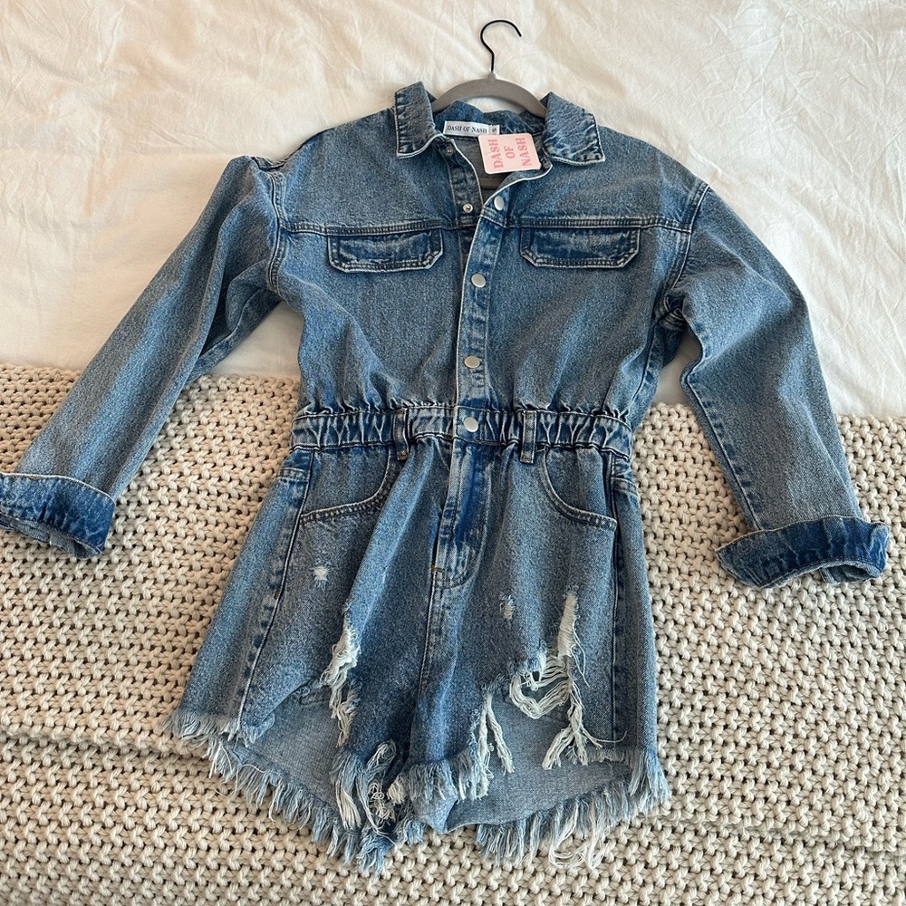Jean long sleeve romper